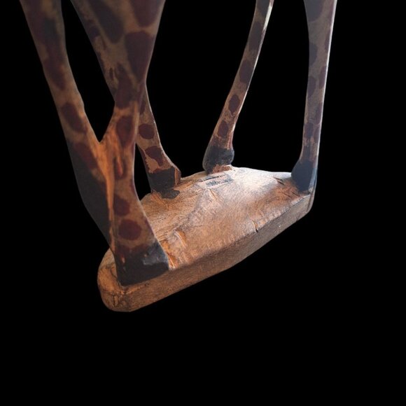 Giraffe Carved Wooden Statue Kenya African Safari Animal - Picture 5 of 7